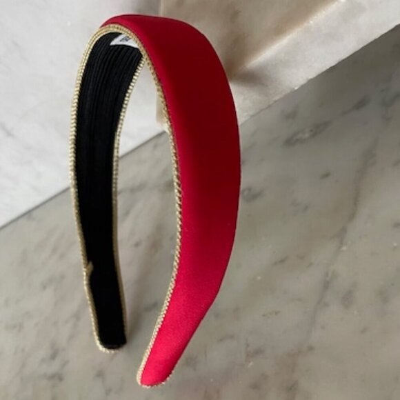 DEBORAH RHODES MOCHA Red Gold Padded Vintage Headband - Picture 9 of 14